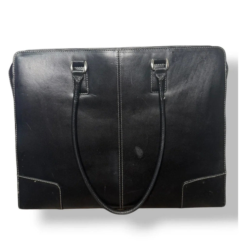 Targus Ladies Deluxe Tote Series Black Leather Laptop Commuter Bag